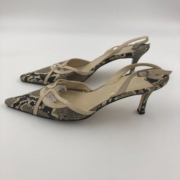 MAX DE CARLO Snakeskin Pointed Toe Slingback Heels US 9M EUC - Picture 3 of 8
